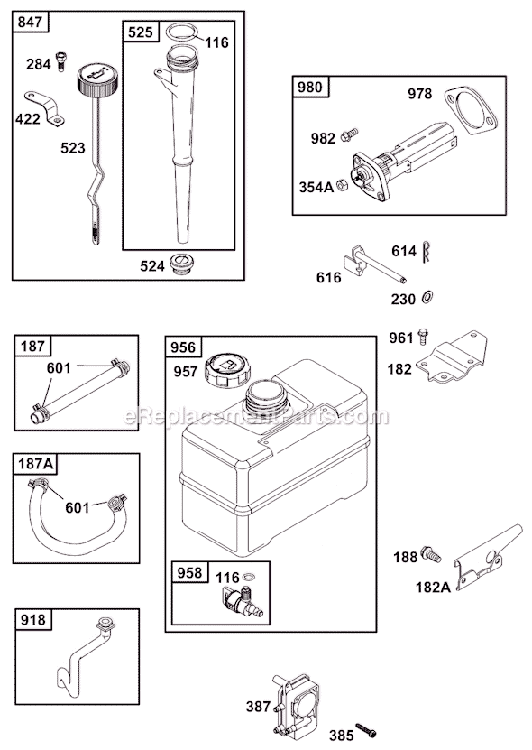 Page E Diagram and Parts List for 19C400SERIES  Briggs and Stratton Engine